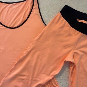 Peach w/Black trim Athleta Workout Set